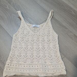 MANGO Cream Top Sito Crochet Tank Top